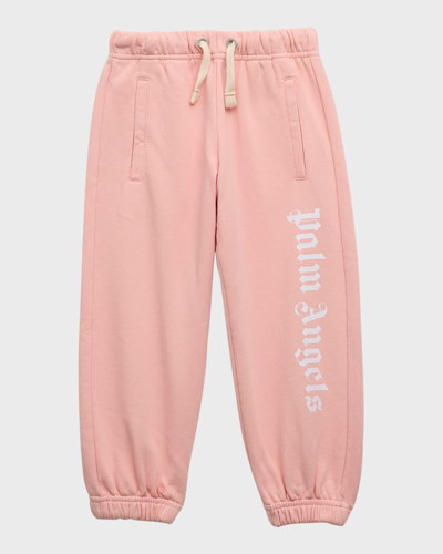 Shop Palm Angels Girl's Classic Logo-print Sweatpants In Pink
