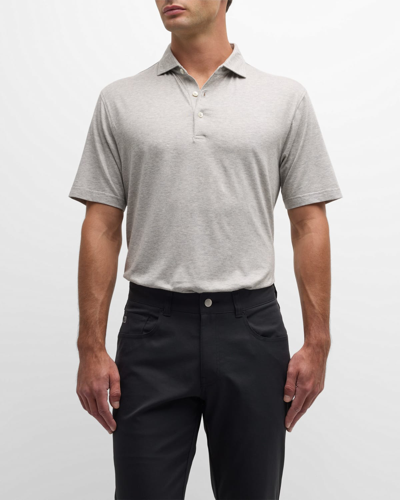 Shop Peter Millar Men's Excursionist Flex Polo Shirt In Gale Grey