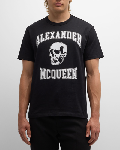Shop Alexander Mcqueen Men's Skull Logo T-shirt In White Blac