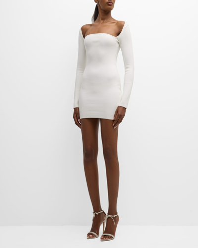Shop Zeynep Arcay Curve-neck Knit Mini Dress In White