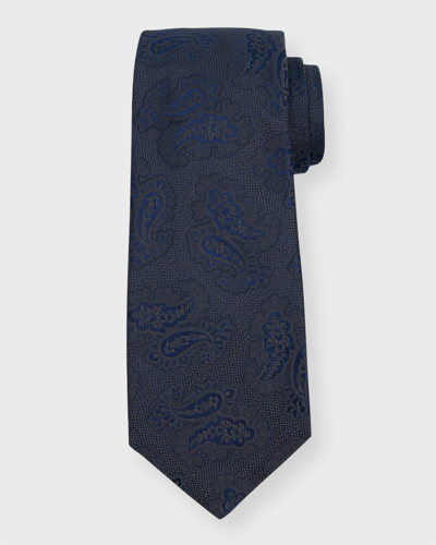 Shop Kiton Men's Tonal Paisley Silk Tie In Dark Gray