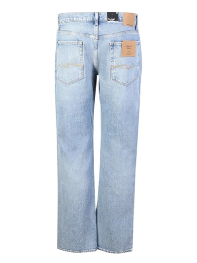 7 For All Mankind Austyn Squiggle Light Grey Clean Slim Leg Jean In Blue