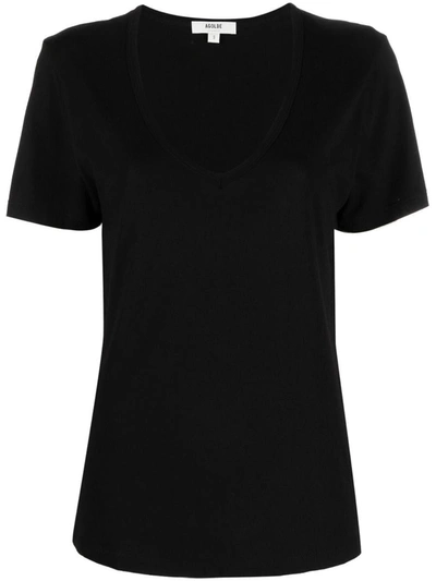 Agolde Ribbed Neck T-shirt In Black