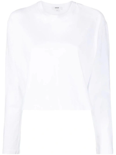 Agolde Long-sleeved Cropped T-shirt In White