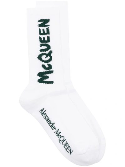 Shop Alexander Mcqueen Logo Socks In White