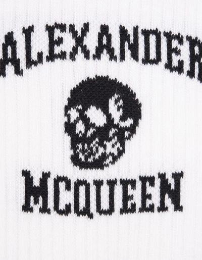 Shop Alexander Mcqueen Logo Skull Socks In In White