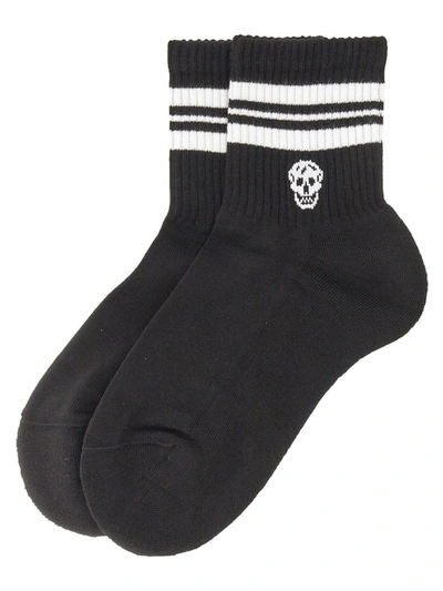 Shop Alexander Mcqueen Socks With Logo In Black