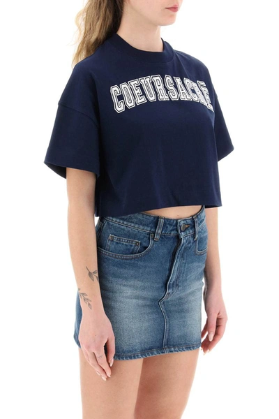 Shop Ami Alexandre Mattiussi Ami Paris Cropped T-shirt With Embroidery In Blue