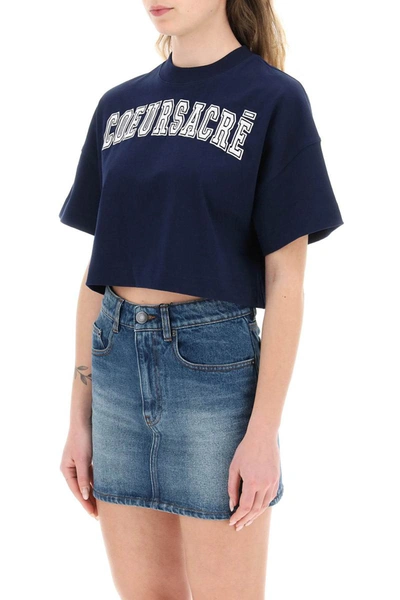 Shop Ami Alexandre Mattiussi Ami Paris Cropped T-shirt With Embroidery In Blue