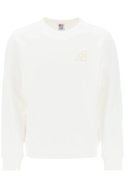 Shop Autry Icon Crewneck Sweatshirt In White