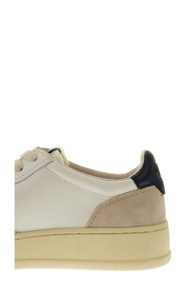 Shop Autry Medalist Low - Leather And Suede Sneakers In White/blue