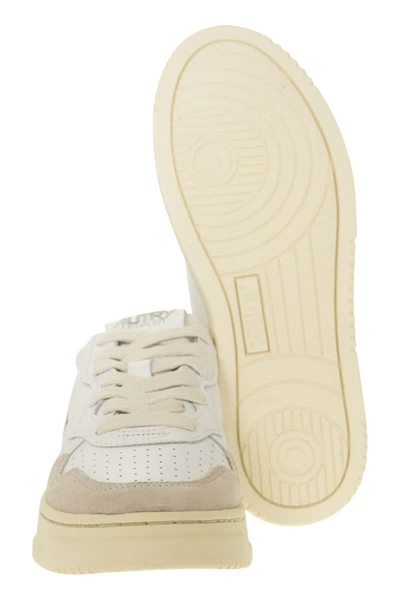 Shop Autry Medalist Low - Leather And Suede Sneakers In White/beige