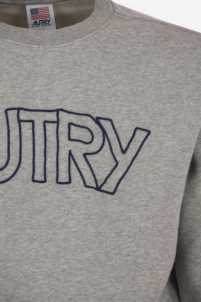 Shop Autry Round-neck Sweatshirt With Logo In Melange Grey