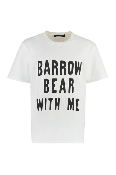 Shop Barrow Cotton Crew-neck T-shirt In White