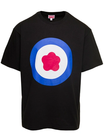 Shop Kenzo Black Oversized T-shirt With Target Print In Cotton Man