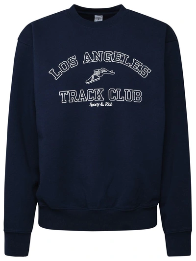 Shop Sporty And Rich Sporty & Rich Blue Cotton Sweatshirt In Navy