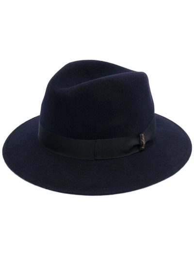 Shop Borsalino Macho Merino Wool Fedora Hat In Blue