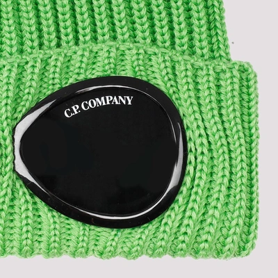 Shop C.p. Company Extra Fine Merino Wool Goggle Beanie Hat In Green