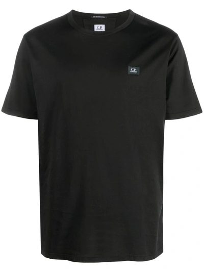 Shop C.p. Company Mercerized Light Jersey 70/2 Logo T-shirt Clothing In Black