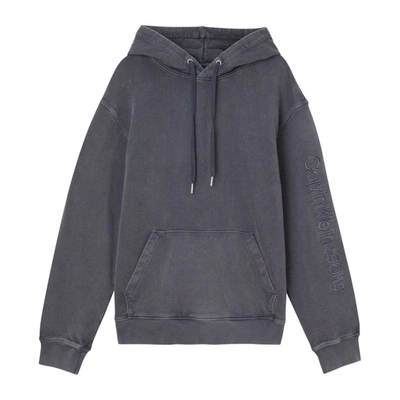 Shop Calvin Klein Institutional Wash Hoodie Clothing In Pt2 Washed Black