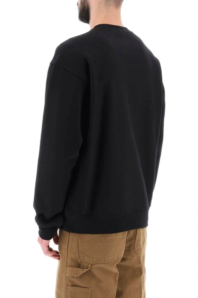 Shop Carhartt Wip 'american Script' Crewneck Sweatshirt In Black