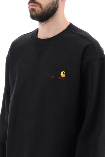 Shop Carhartt Wip 'american Script' Crewneck Sweatshirt In Black