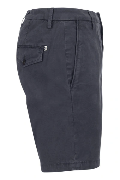 Shop Dondup Manheim - Cotton Blend Shorts In Night Blue