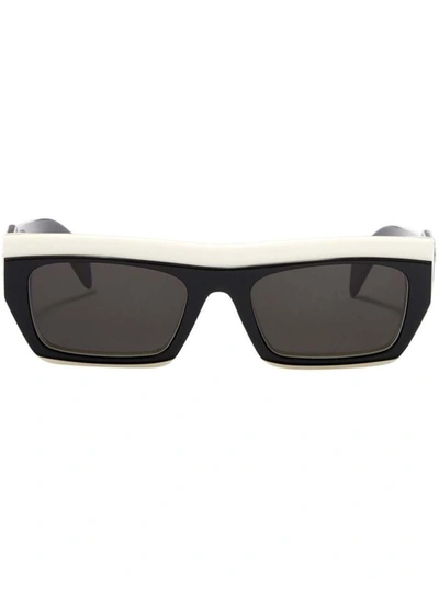 Shop Palm Angels Empire Two Tone Sunglasses In Black And White Acetate In White/black