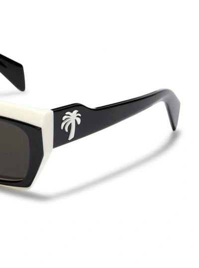 Shop Palm Angels Empire Two Tone Sunglasses In Black And White Acetate In White/black