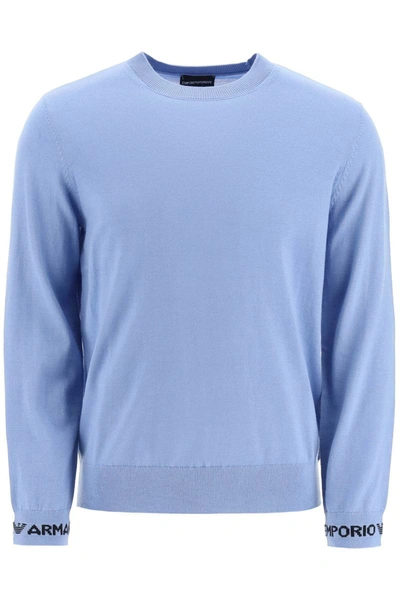 Shop Emporio Armani Light Wool Sweater In Blue