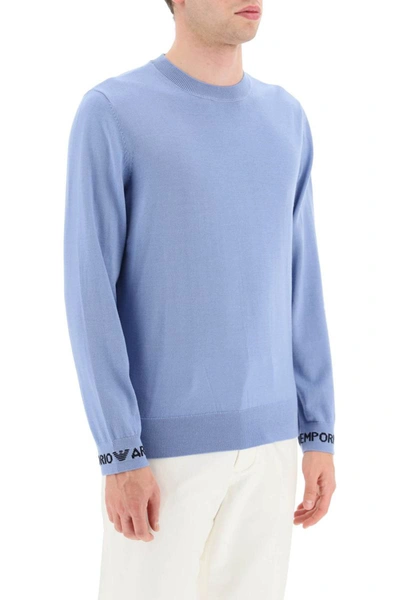 Shop Emporio Armani Light Wool Sweater In Blue