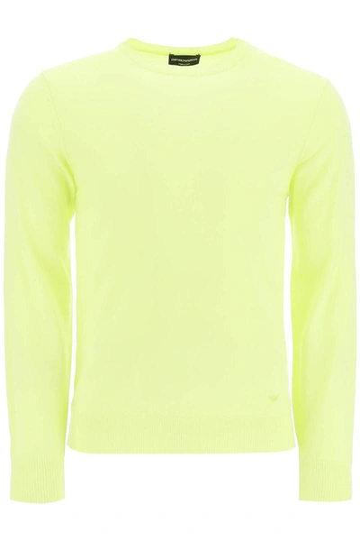 Shop Emporio Armani Lightweight Virgin Wool Pullover In Yellow