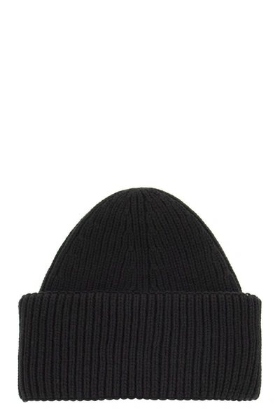 Shop Fabiana Filippi Ribbed Wool Cashmere Silk Cap In Black