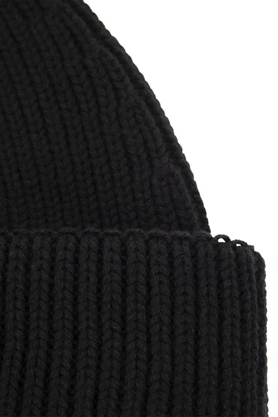 Shop Fabiana Filippi Ribbed Wool Cashmere Silk Cap In Black