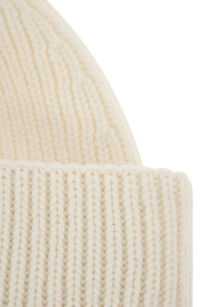 Shop Fabiana Filippi Ribbed Wool Cashmere Silk Cap In Cream