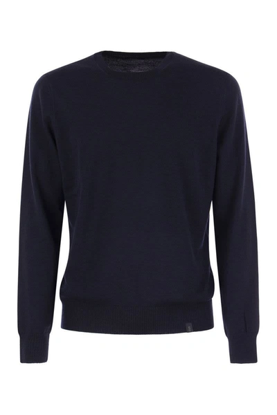 Shop Fay Wool Crew-neck Pullover In Navy Blue