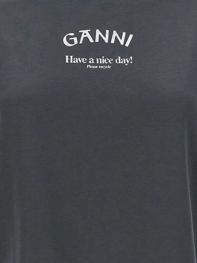 Shop Ganni Have A Nice Day T-shirt In Gray
