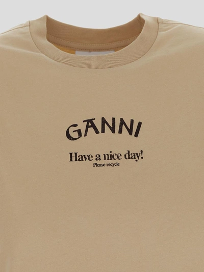 Shop Ganni T-shirts And Polos In Palekhaki