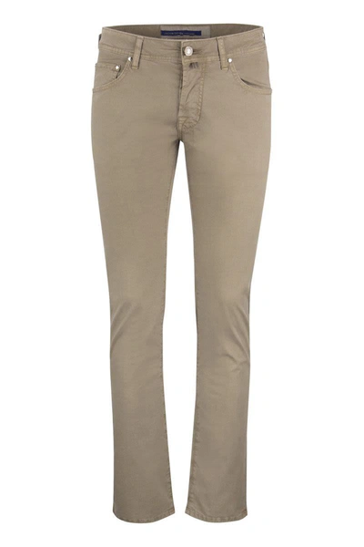 Shop Jacob Cohen Five-pocket Jeans Trousers In Ecru