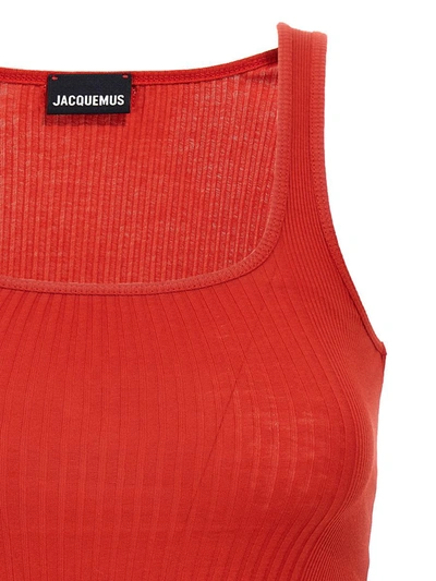 Shop Jacquemus Top 'le Debardeur Caraco' In Red