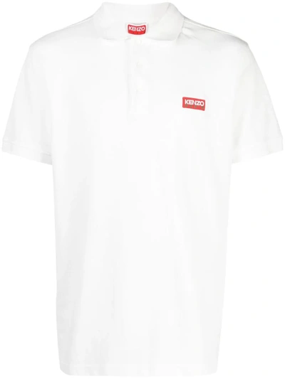 Shop Kenzo Cotton Polo Shirt With Logo Patch In White