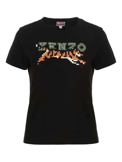 Shop Kenzo T-shirt ' Pixel' In Black