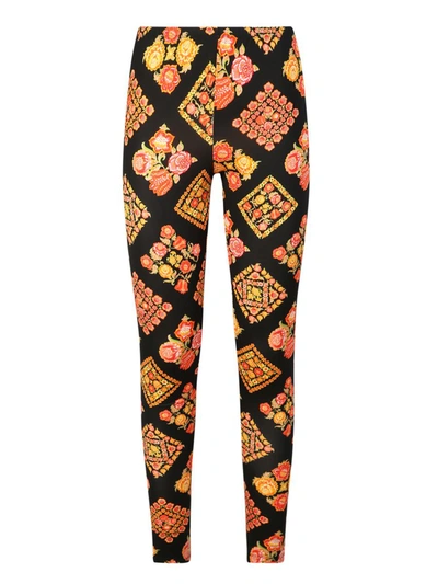 La Doublej Floral-print Stretch-jersey Leggings In Black