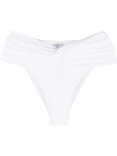 La Reveche Amelie Ruched Bikini Bottoms In White
