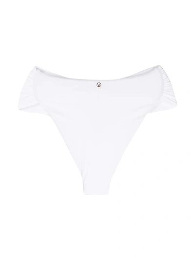 La Reveche Amelie Ruched Bikini Bottoms In White