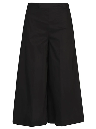 Shop Liviana Conti Cotton Blend Wide Leg Trousers In Black