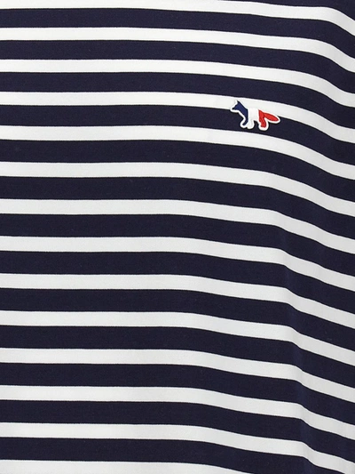 Shop Maison Kitsuné 'tricolor Fox' Striped T-shirt In Multicolor