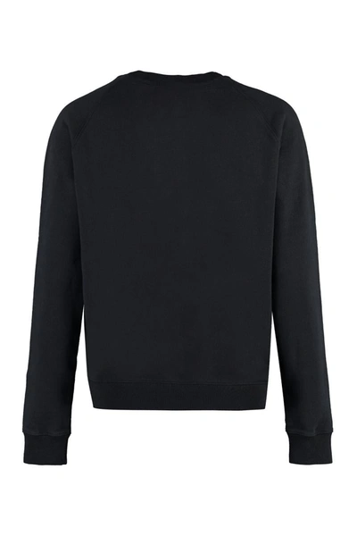 Shop Maison Kitsuné Logo Detail Cotton Sweatshirt In Black