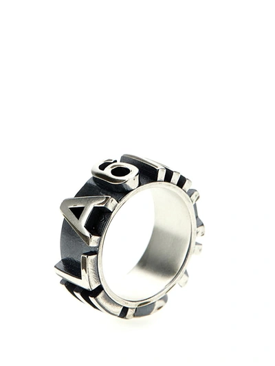 Shop Mm6 Maison Margiela Logo Ring In Silver