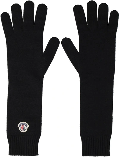 Shop Moncler Knitted Gloves In Black